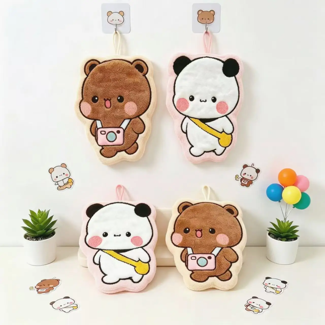 Cartoon Cartoon Bear Panda Hand Towel Thick Absorbent Coral Fleece Hanging Wipe Towel Bathroom Dish Soft Hand Drying Towel Hanging Loop - Aliexpress Deal