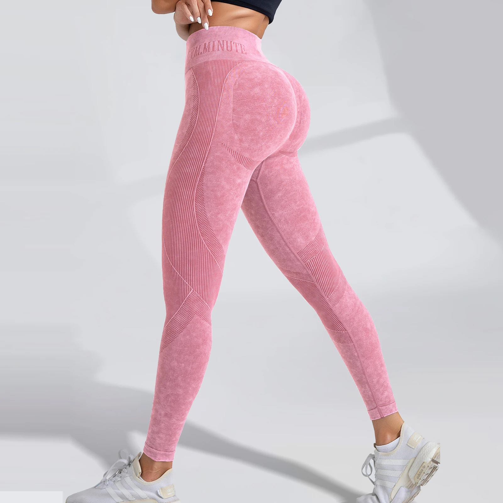 New Women High Waist Leggings Gym Butt Lifting Fitness Athletic Workout Washed Satin Leggins Outdoor Yoga Pants Sports Tights