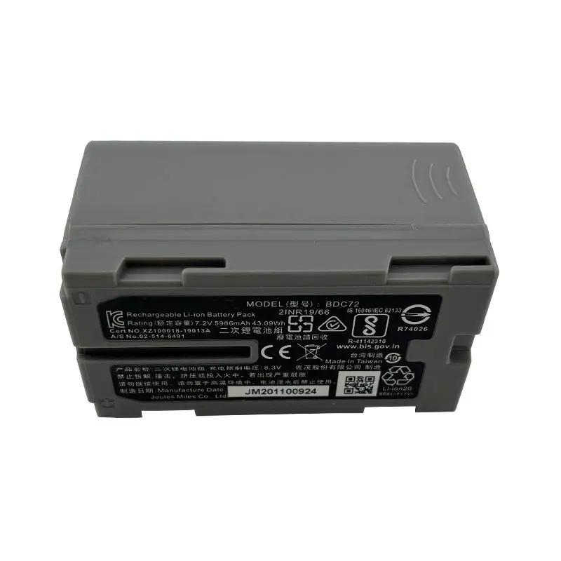 2PCS BDC72 Battery For Topcon GM-52 OS/ES FX101 Total Station Surveying Battery Li-ion 7.2V 5986mAh Instrument Battery