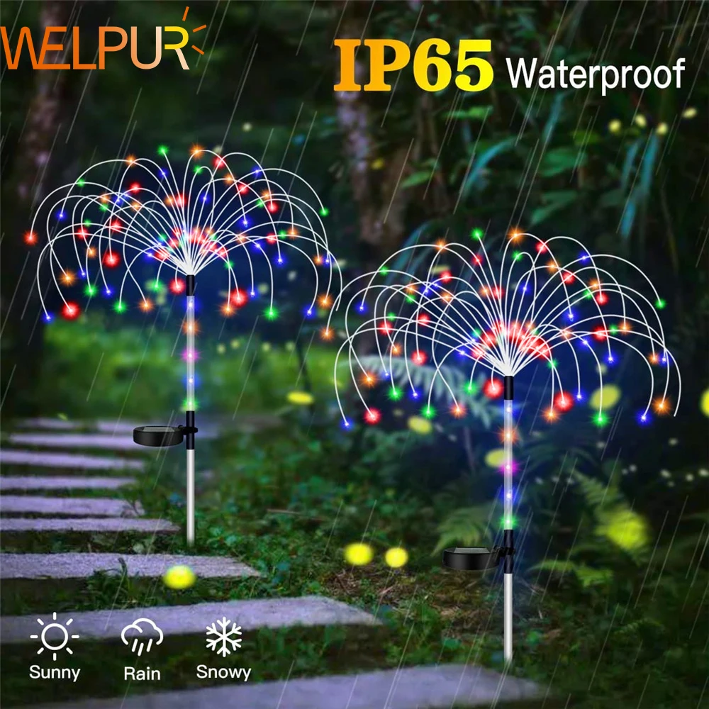 240 LED Firework Light Outdoor Solar Waterproof Fairy Lights Christmas Garden Decoration Lawn Party Wedding Fireworks Light