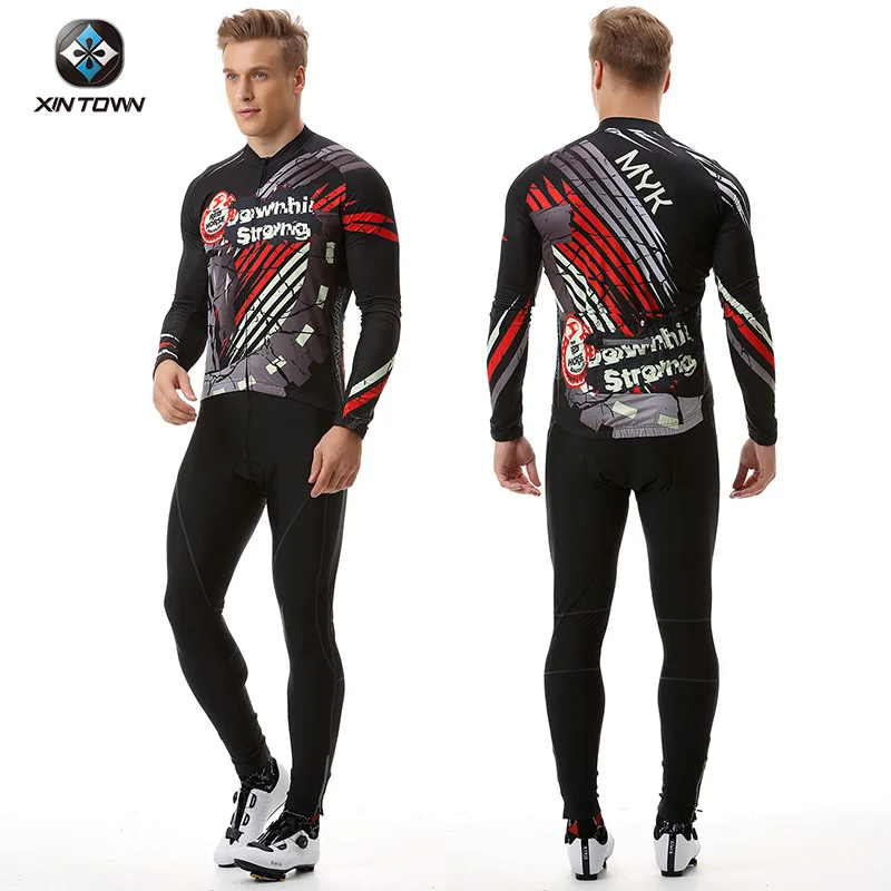 

XINTOWN New Texture Style Summer Long Sleeve Cycling Suit, Men's Bike Racing Clothing Set