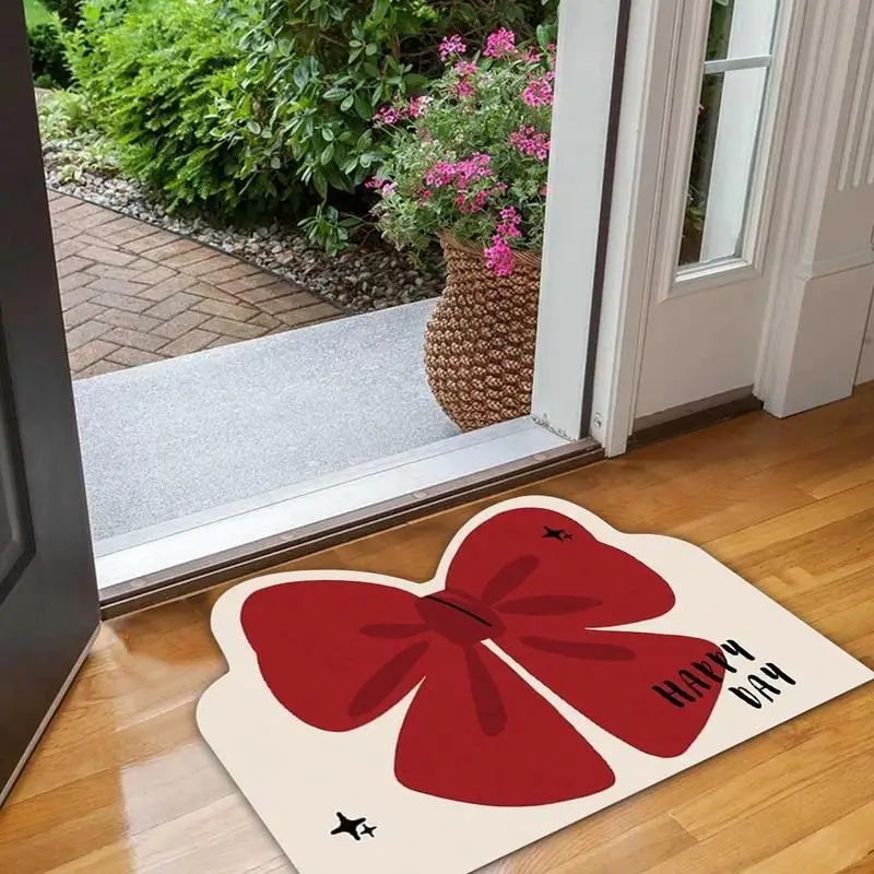 

Коврик для двери с бантом, нескользящий коврик для входной двери, водопоглощающий, быстросохнущий, для ванной комнаты, входной напольный коврик для душевой ванны для детей