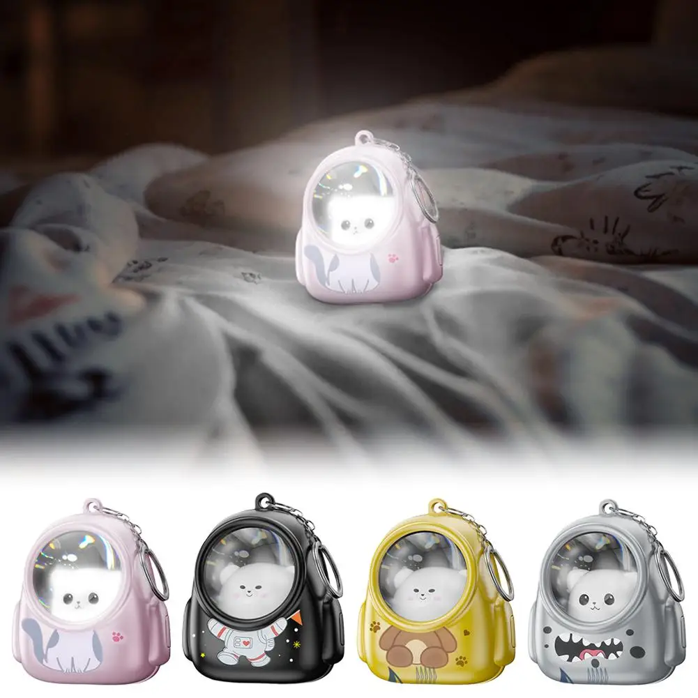 Mini Keychain Flashlight LED Keychain Light Portable Flashlight Cat Small Light Supplies Gift Birthday Gift Pendant Kids Q8P0