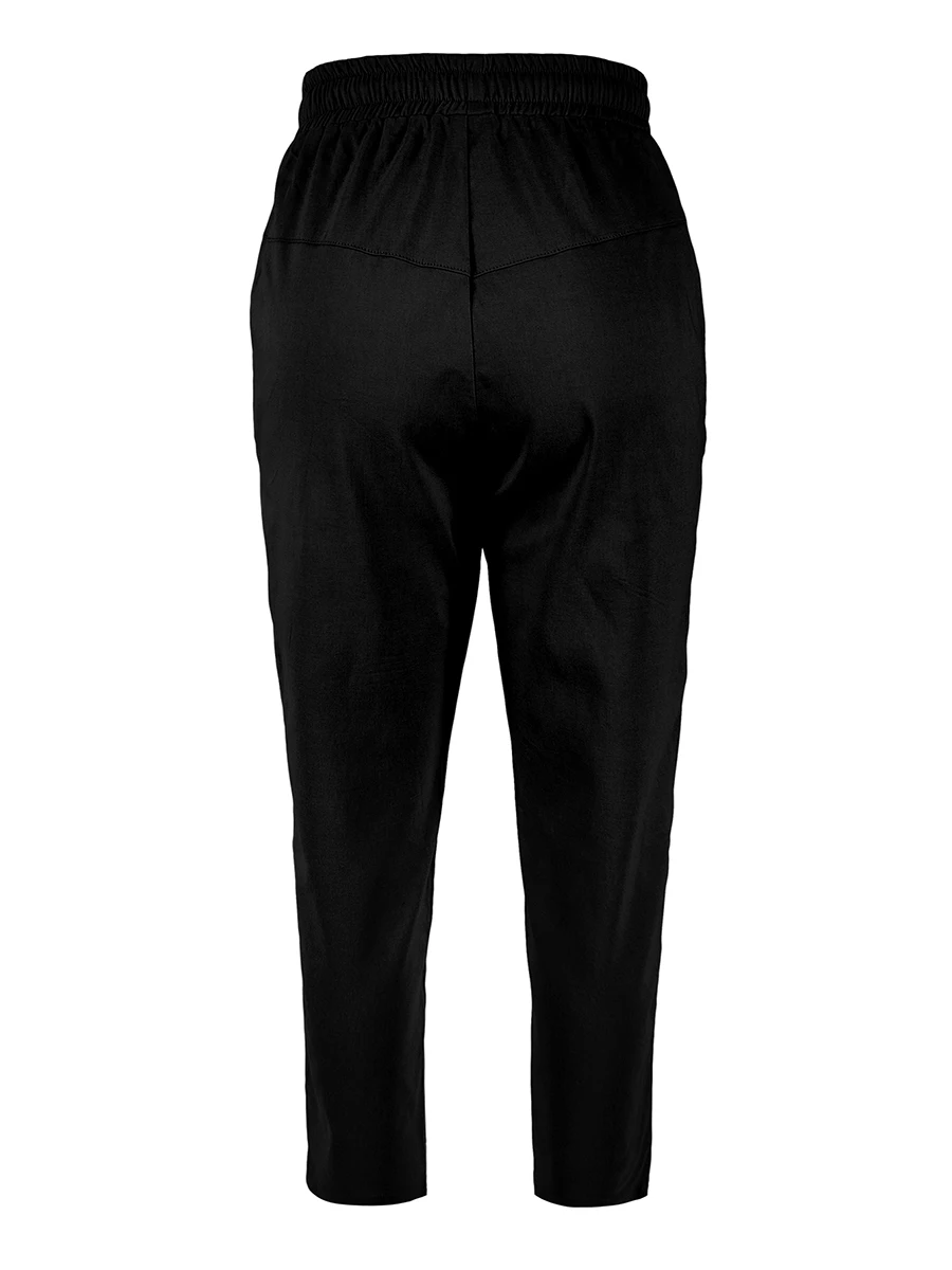 Damen Herbst Casual Lange Hose mit Hoher Elastischer Taille, Kordelzug, Schmale Passform, Bleistifthose, Einfarbige Stretch-Sweathose, Jogginghose – Detail 6