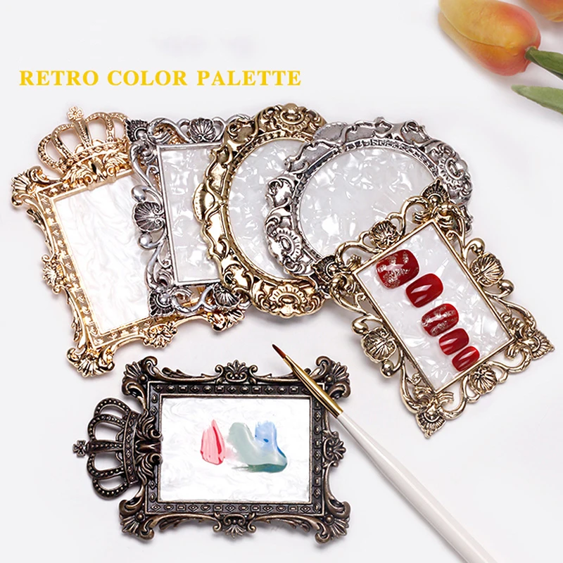 1Pc Oval Square Retro Rhinestones False Nail Art Plate Tips Practice Display Photo Frame Showing Stand Board Palette Nail Tools