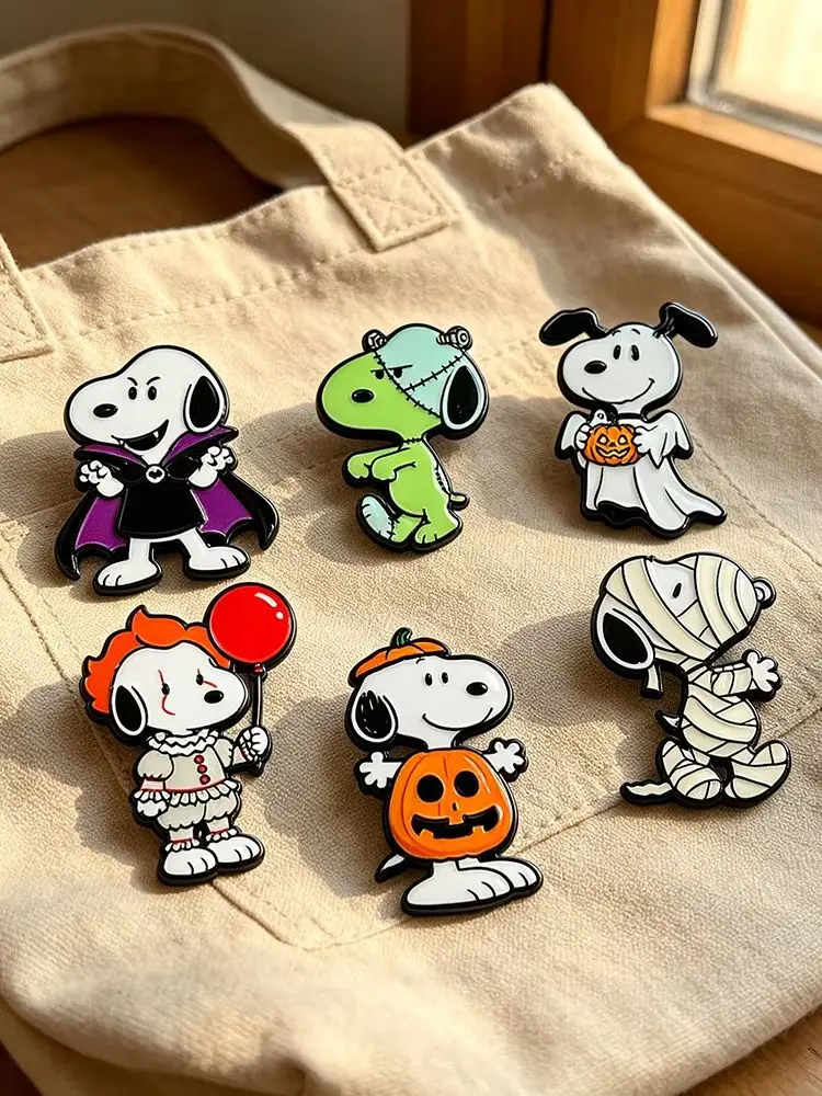 6-teiliges Halloween-Cartoon-Hund-Themen-Emaille-Pin-Set mit Geister-, Kürbis- und Vampir-Designs zur Dekoration von Kleidung und Rucksäcken, ideales Feiertagsgeschenk – Detail 5