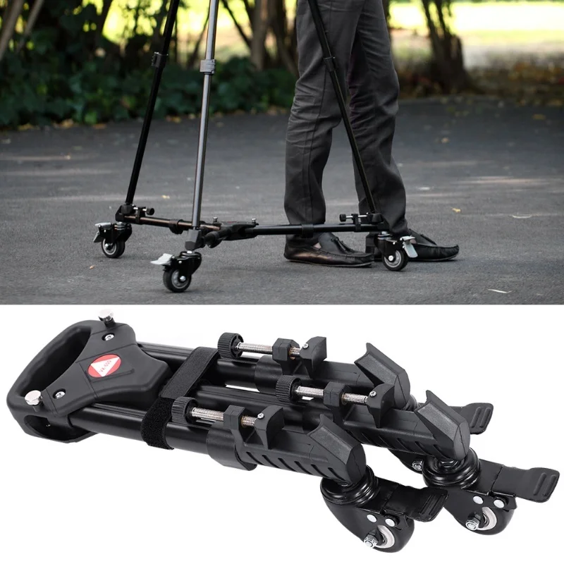 

VX-600 Foldable Tripod Dolly 3 Wheels Stand Pulley Base Universal Camera