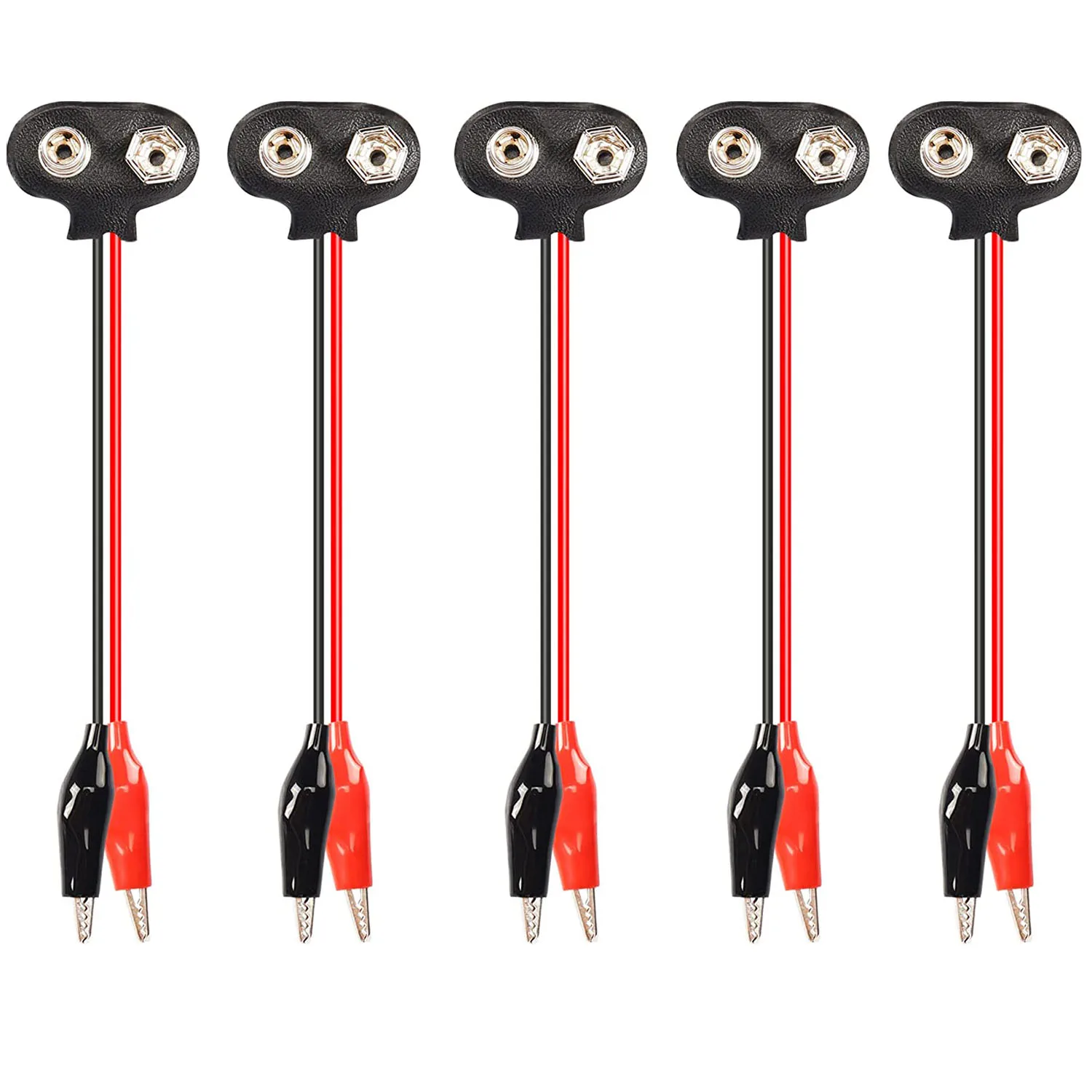 10pcs 9V Battery Snap Connector to Dual Alligator Clips Power Testing Line Adapter Cable for LED Lighting Device DIY Car RC