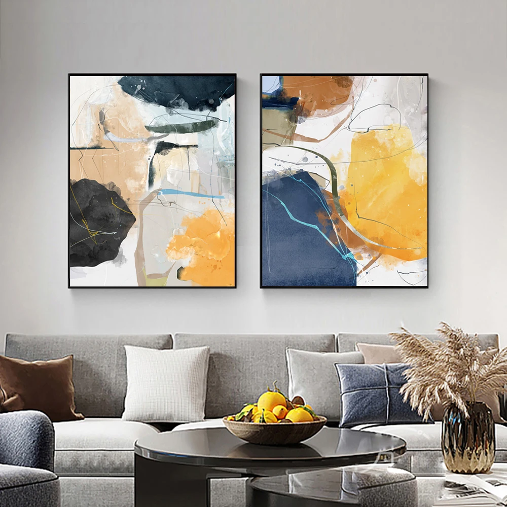 فرملس المائية هندسية قماش اللوحة الشمال مجردة صور فنية للجدران لغرفة المعيشة ديكور المنزل غير المؤطرة