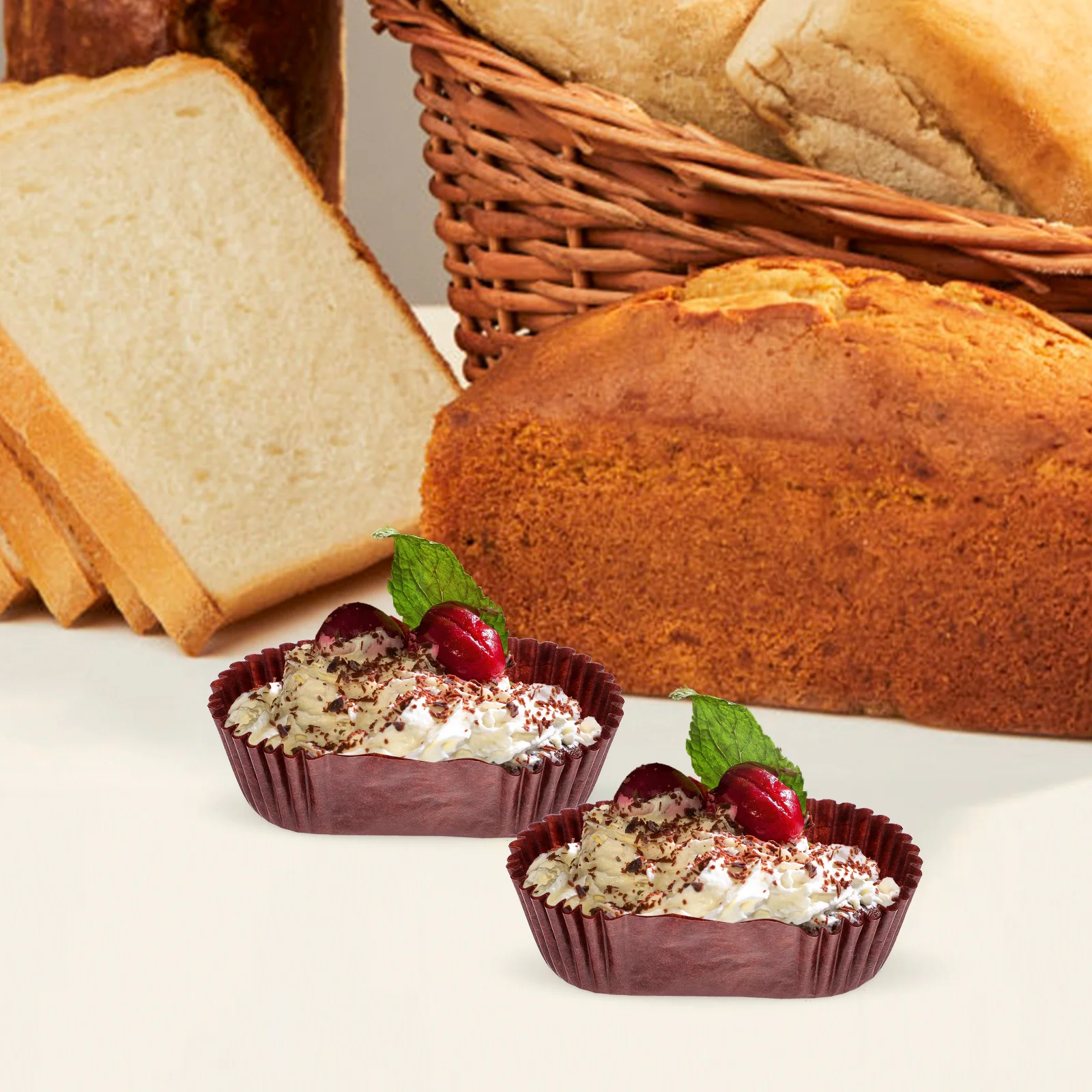 1000 قطعة كوب ورقي للكيك شكل قارب بيضاوي مقاوم لدرجات الحرارة العالية مقاوم للشحوم بطانات الخبز للكعك المصاصات الآيس كريم