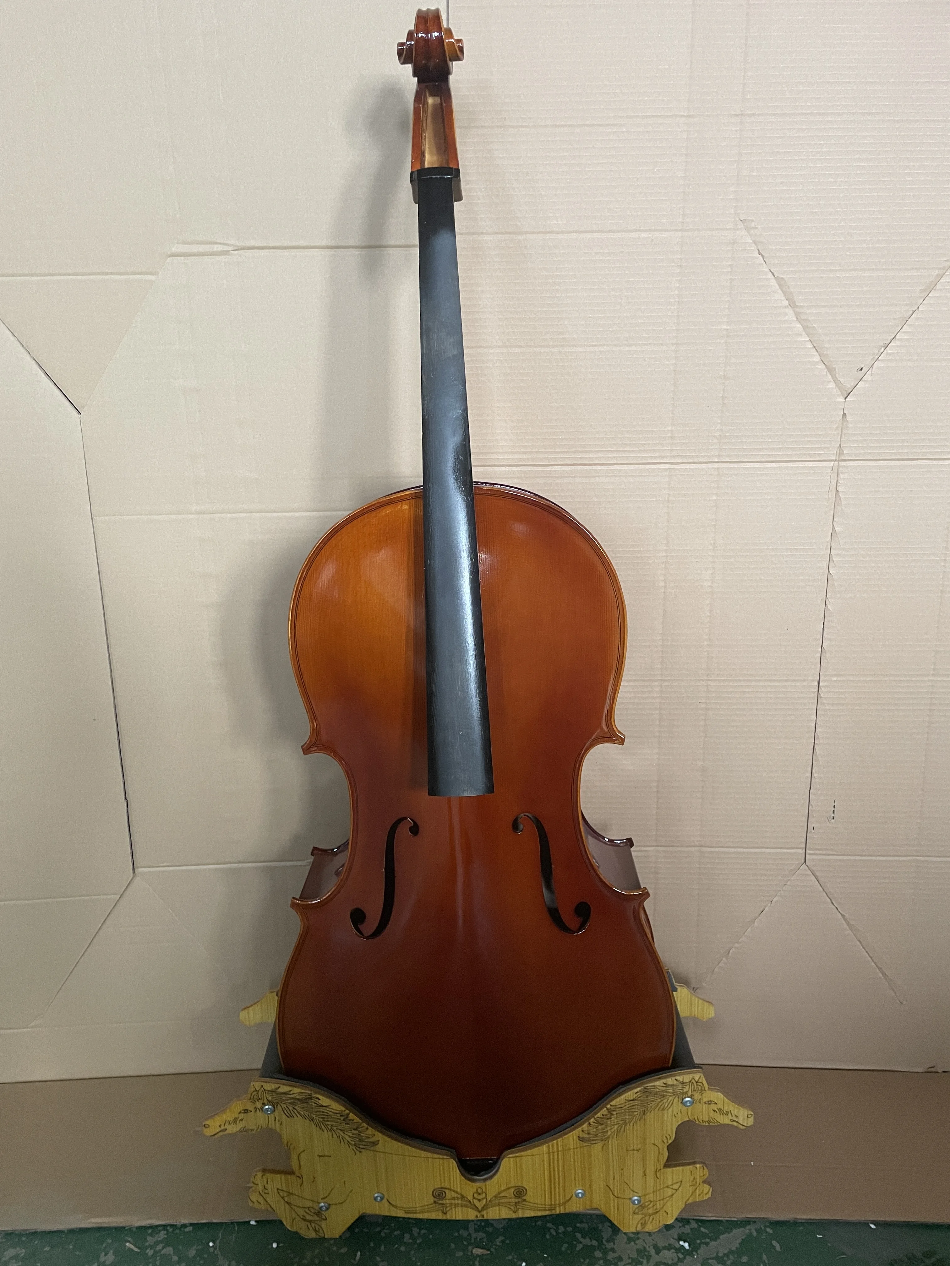 4/4 Backboard Single Board Cello European Tiger Pattern Maple Wood Cello Handmade Spruce Maple Wood Ebony Tiger Pattern Cello Cl