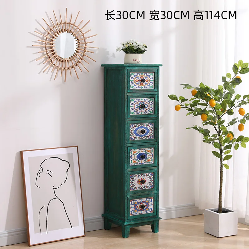 American solid wood chest, painted drawer cabinet, living room storage cabinet, retro bedroom, simple light luxury locker, homes image 4