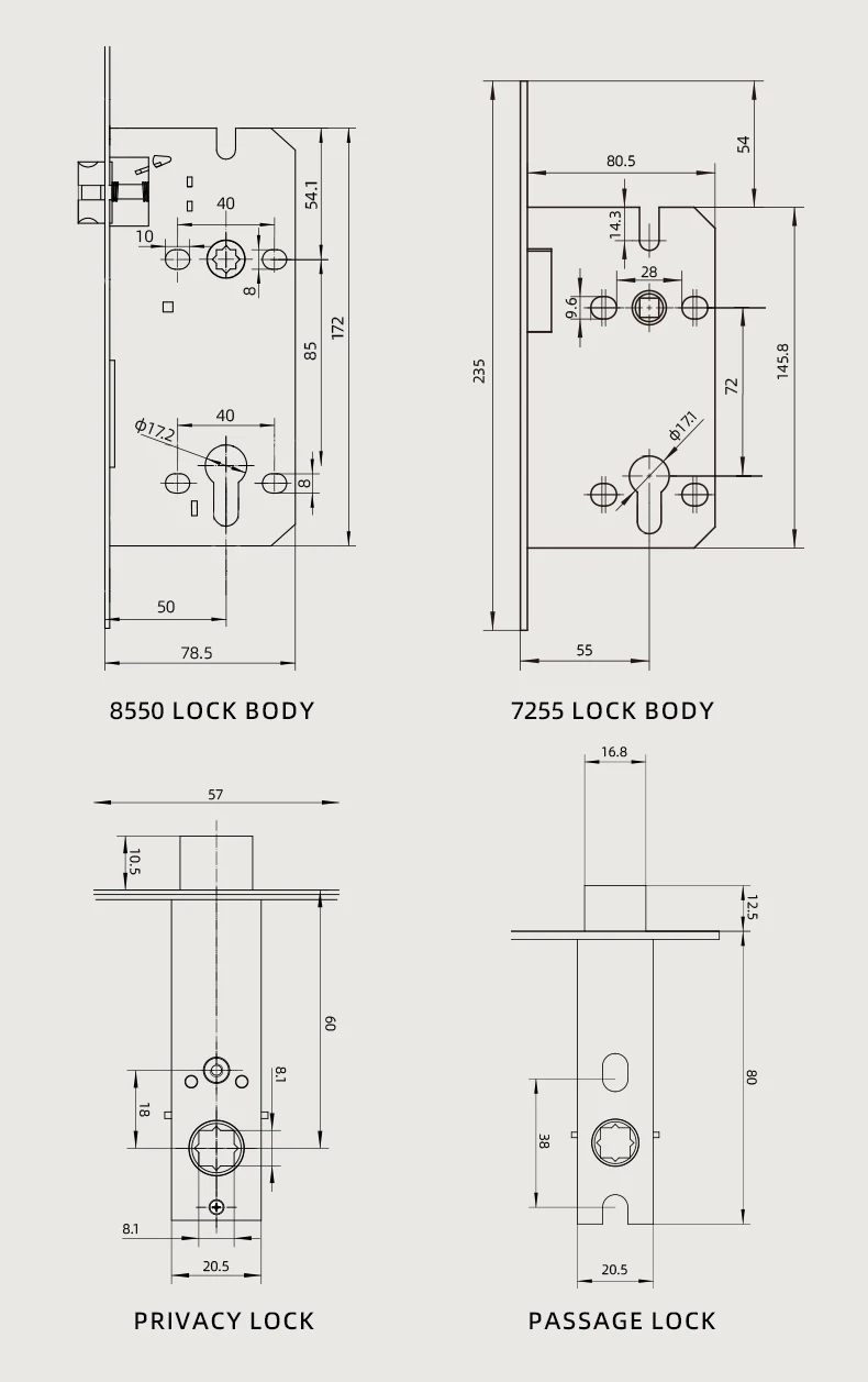 DOOROOM Türschloss-Set aus massivem Messing, matt gebürstetes Kupfer, Türschloss, leichtes Luxus-Schlafzimmerschloss, Flurschloss, Dummy-Schloss – Detail 5