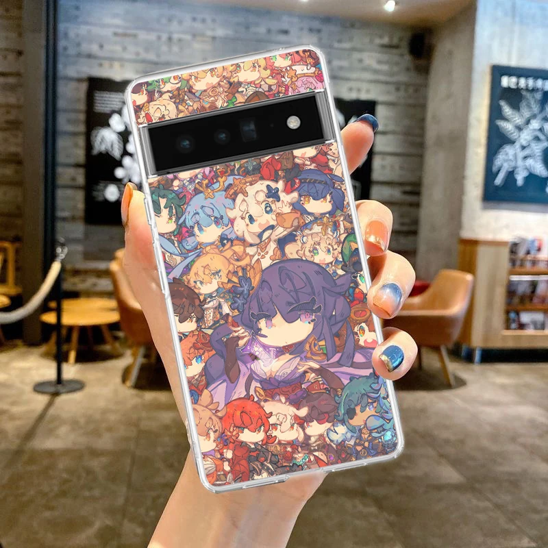 Genshin Impact Anime Phone Case Cover for Google Pixel 8 7 6 5 4 4XL Shockproof Soft 7A 6A 5A 4A 3A 3AXLPro 5G Transparent Shell