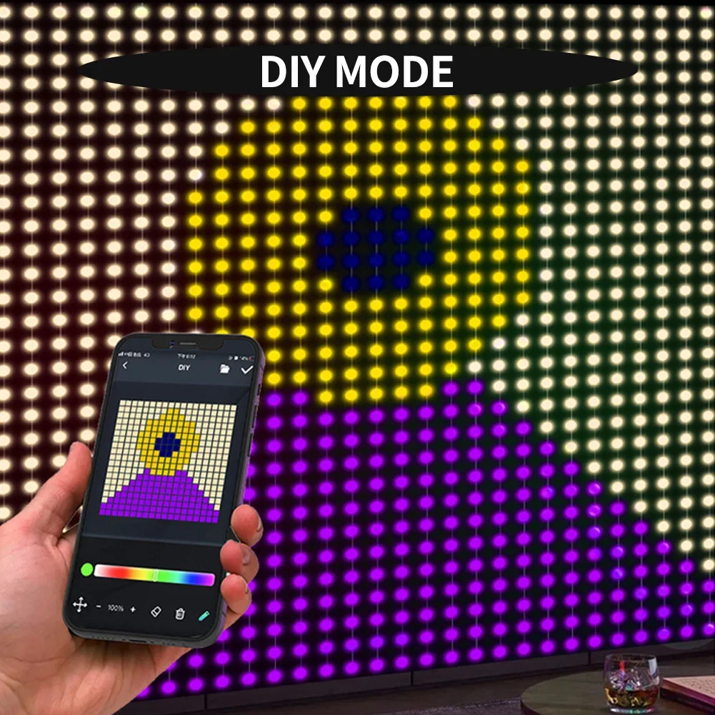 Inteligentne oświetlenie kurtynowe pilot aplikacji DIY ekran napisów sen kolor kontrola kropki skórzany wątek ciąg dekoracyjny budujący atmosferę