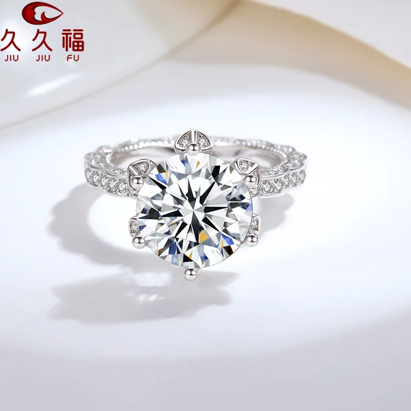 Soft Honey Snow Bud Ring for Women, PT950 Platinum with 5 Carat Moissanite, bring snug and skin-friendly wearing experience. - view 2