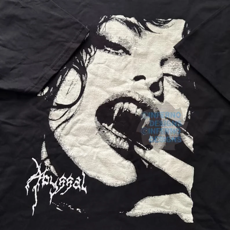 Vampire Girl Shirt Gothic Horror Y2K Grunge Alternative Dark Occult Satanic Dracula T-shirt Men Women Harajuku Y2K Summer Tops