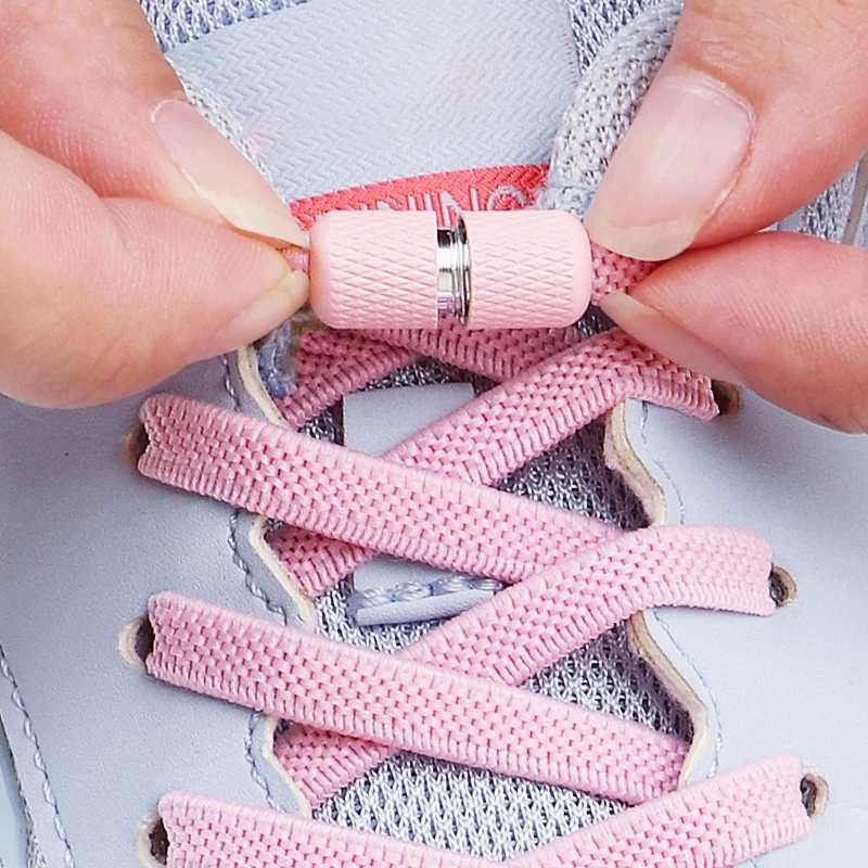 1Pair Metal Capsule Buckle Shoelaces without ties Sneaker Flats Elastic Laces Kids Adult Quick Lace On/Off Shoelace