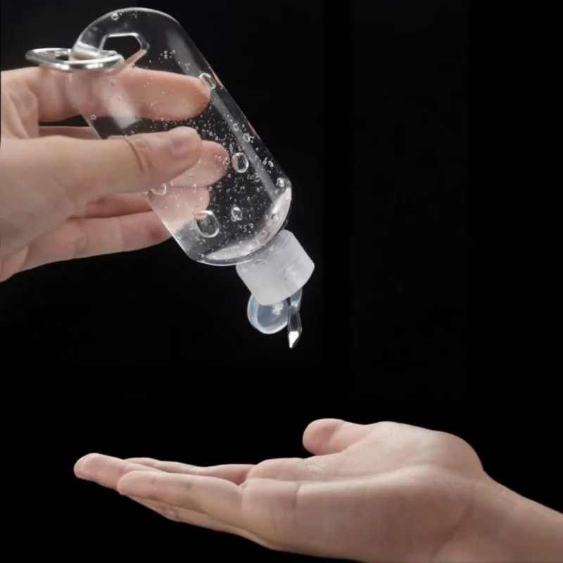 1-10pcs Empty Hand Sanitizer Travel Bottle Holder Hook Keychain Carriers Flip Cap Reusable Portable 30ml 50ml Empty Bottles