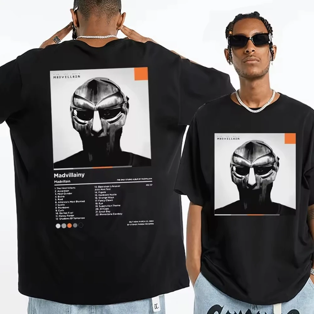 Camisetas Mujer Men Clothing Homme Printing T Shirt New in Top Singer Mf Doom Madlib Madvillain Double Sided Graphic Tshirt