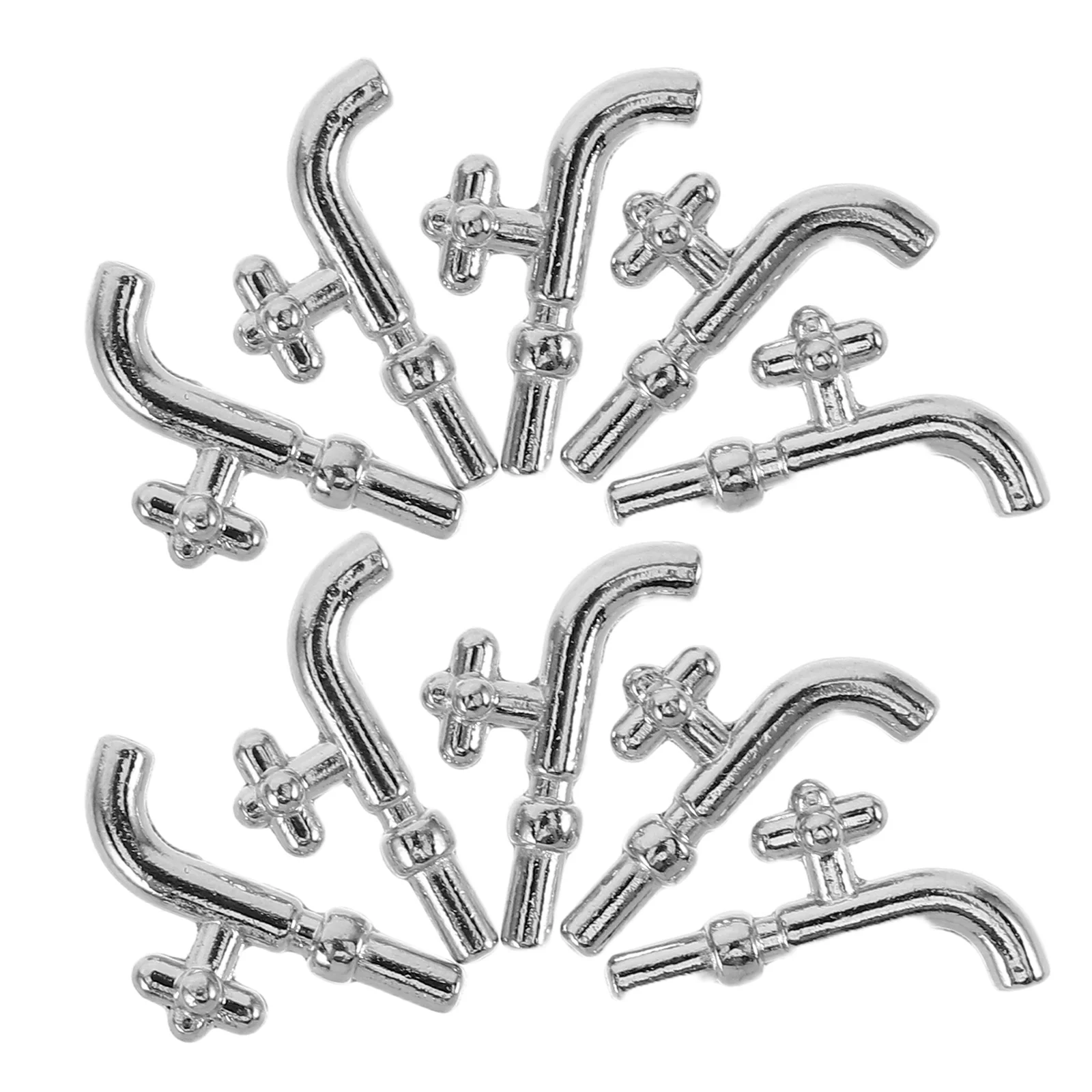 

10pcs Miniature Artificial Faucet For Dollhouse Diy Decorations Realistic Bathroom Tap Kids Micro Landscape Scene Kitchen Sink