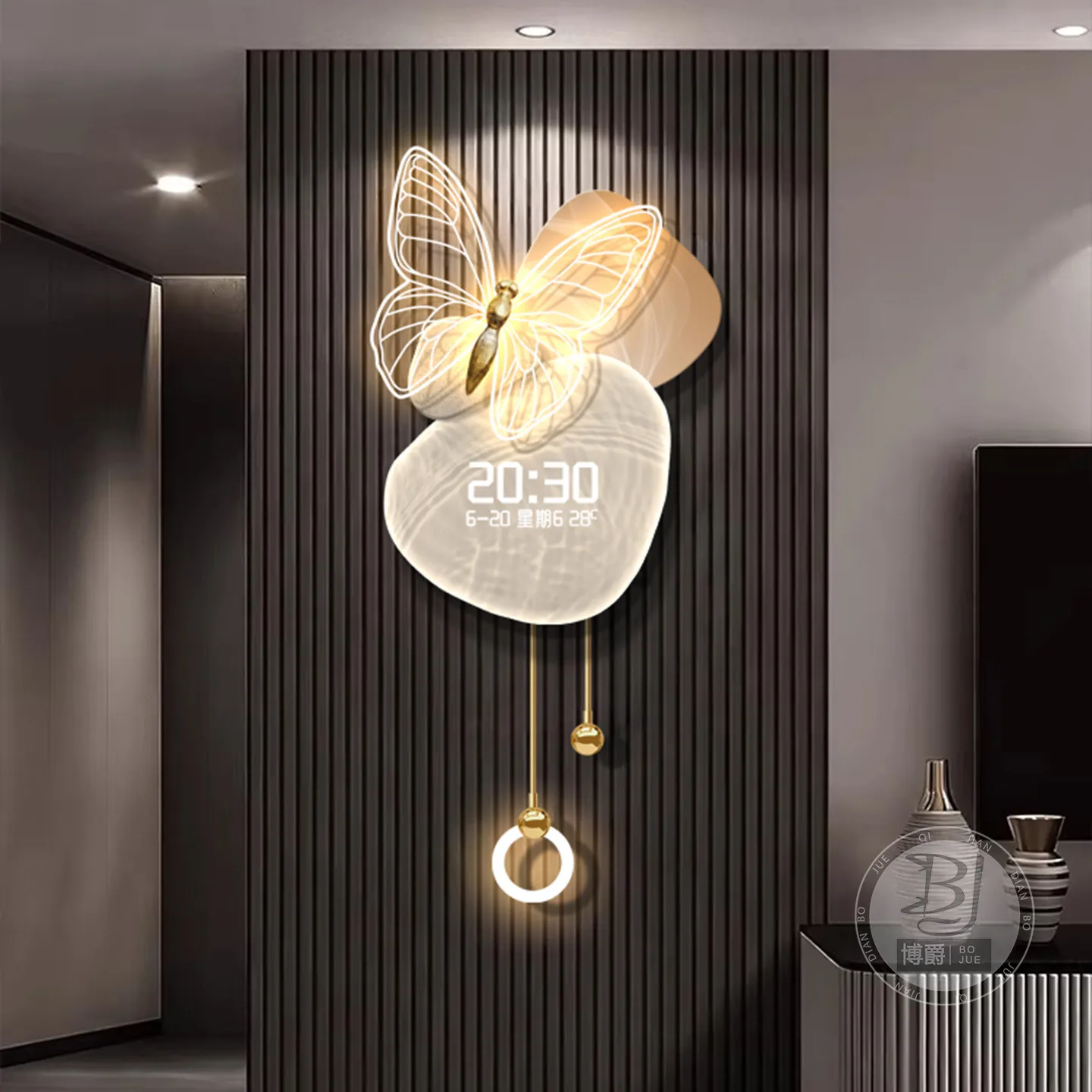Living Room TV Background Wall Grid Light Butterfly Ambience Lamp