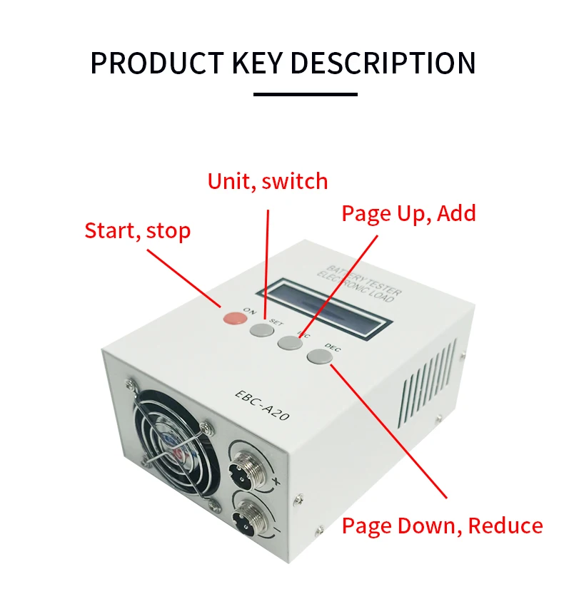 EBC‑A20 Battery Capacity Tester Digital Display 5A Recharge 20A Discharge Lithium Leadacid Battery Capacity Detector Tool