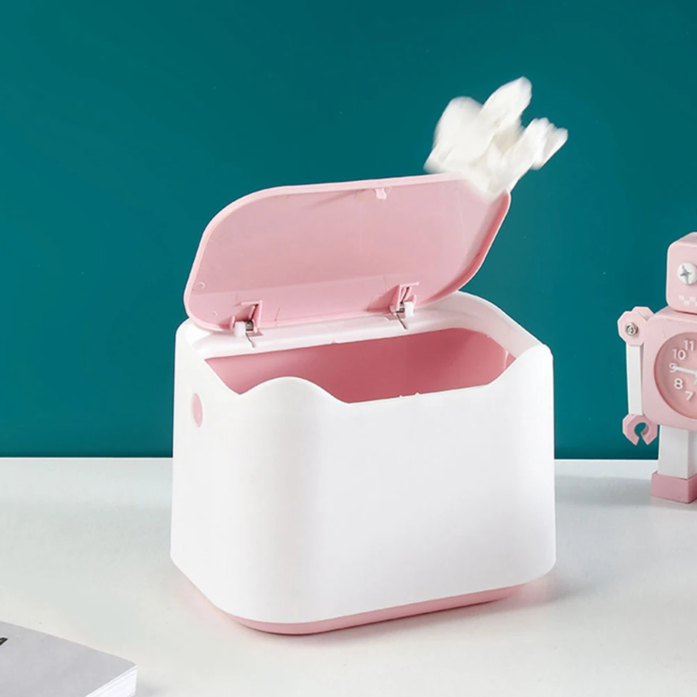 

2 Pcs Push Trash Can Garbage Desktop Table Wastebin Small Mini Pp Countertop Little