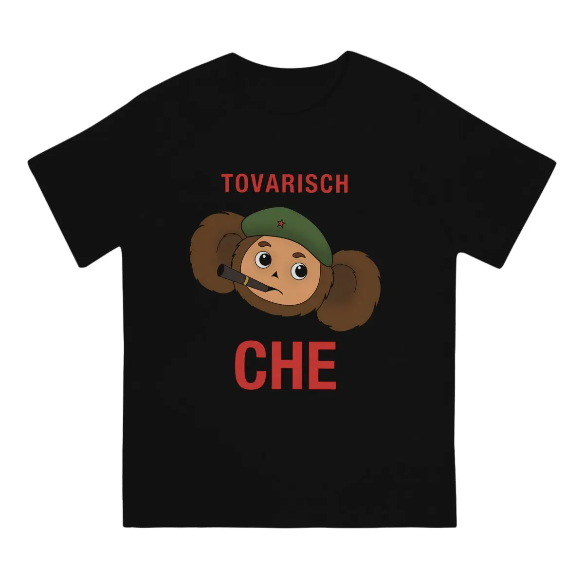 Vintage Tovarisch Che T-Shirts Men Round Neck Cotton T Shirt Cheburashka Short Sleeve Tee Shirt Gift Idea Clothes