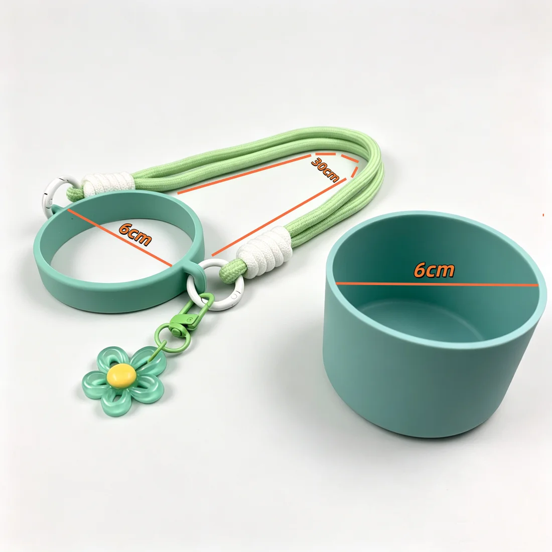 Flower Pendant Keychian lovely Water Bottle Handle Strap for Most  8-40oz Tumbler Cup,Phone Hanging Rope with Silicone Holder
