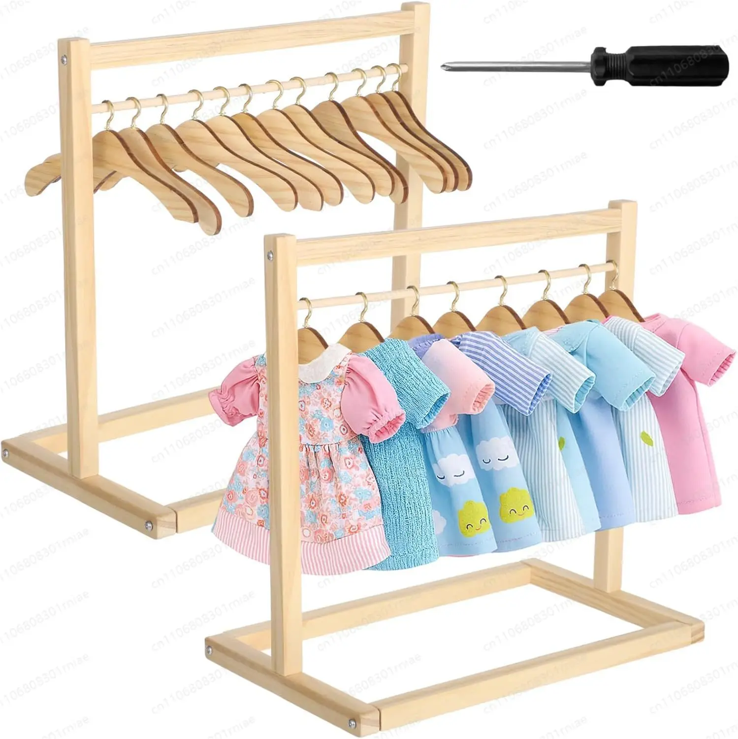 Wooden Doll Hanger Children's Ragdoll Doll Clothing Hanger Mini Hanger Doll Clothes Storage