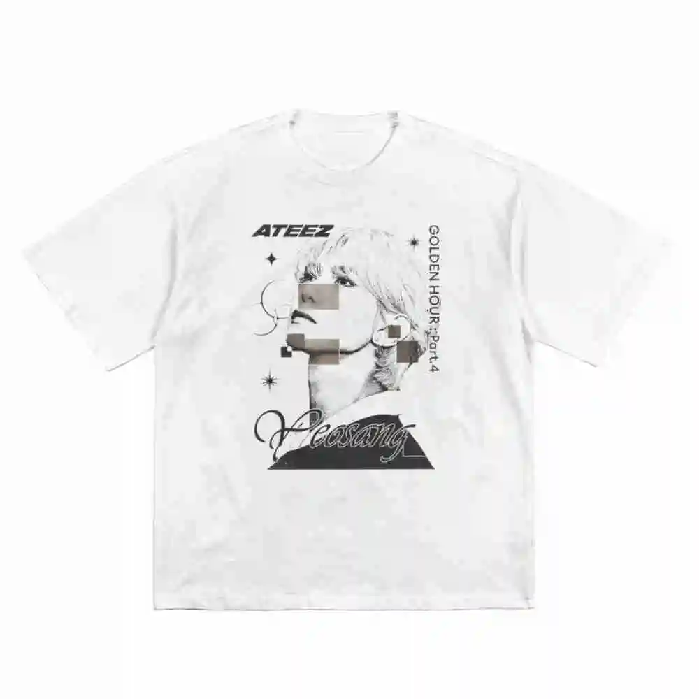 Yeosang Ateez Golden Hour Part 10 16 Cm Your Fantasy World Tour 2026 Members Kpop Short Sleeve Tee 100% Cotton T-Shirt