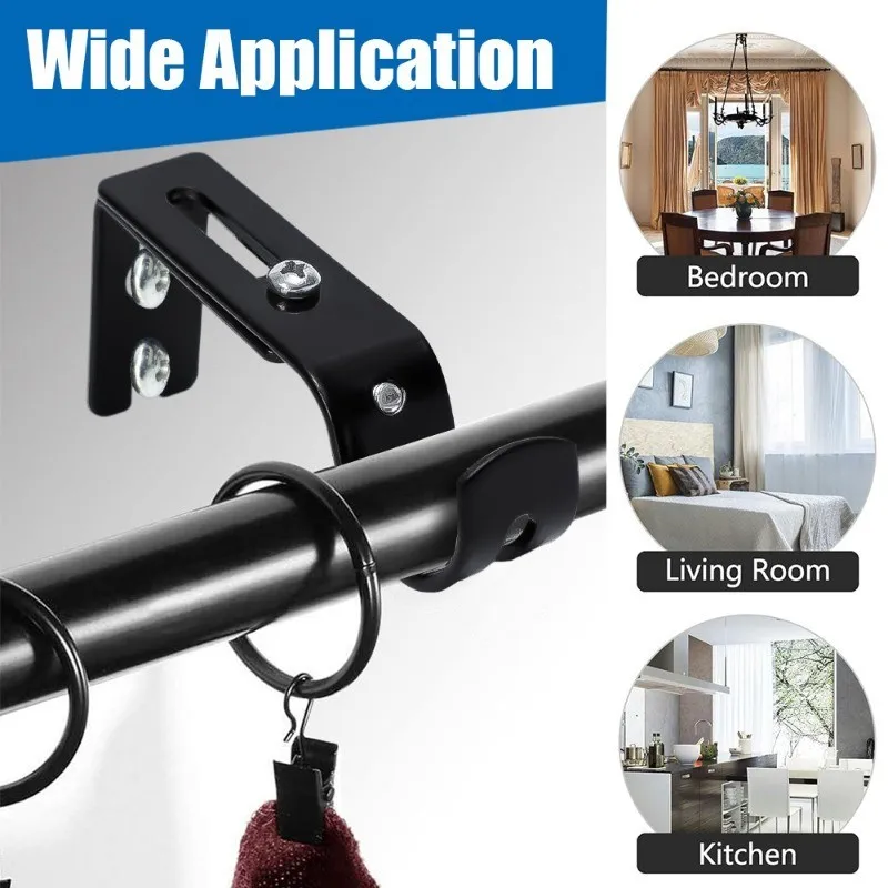 Curtain Rod Holder Portable Single Rod Bracket for WallCurtain Rod Bracket Curtain Rod Support Hanger for 1inch Curtain Rod