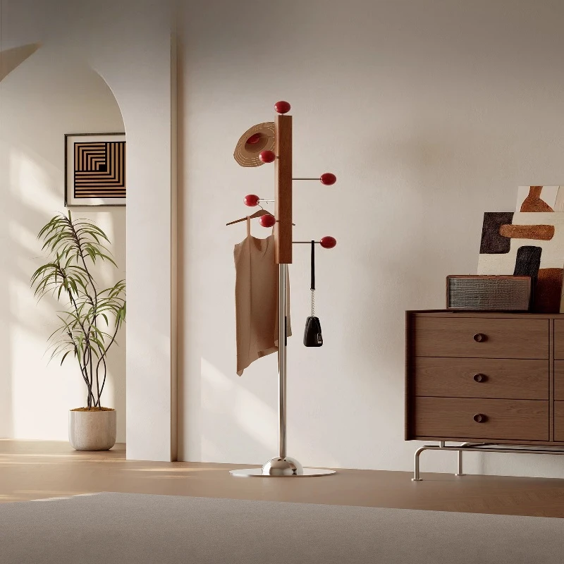 

Medieval style bedroom advanced floor hanger vertical stainless steel integrated solid wood coat rack