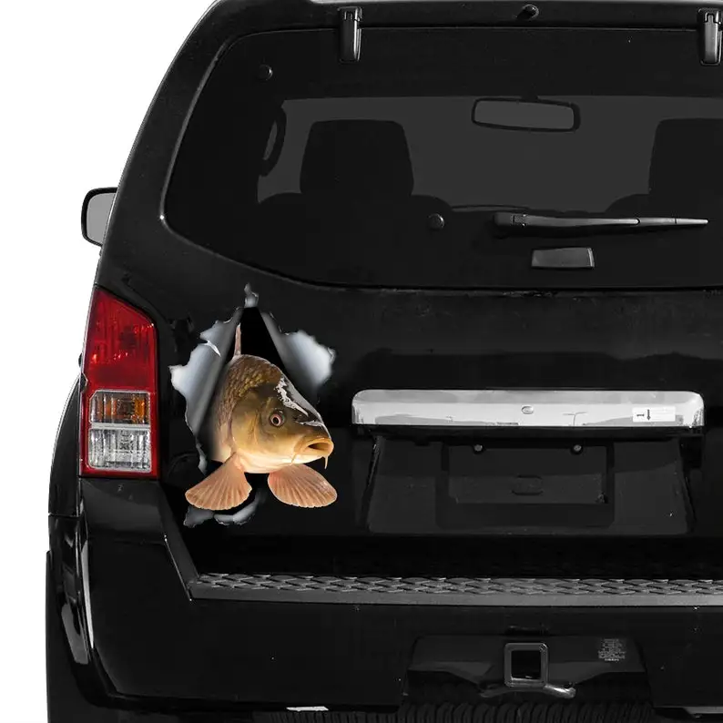 Jpct fashionable and interesting carp stickers for cars, waterproof stickers for diesel cars, maximum size 15cm