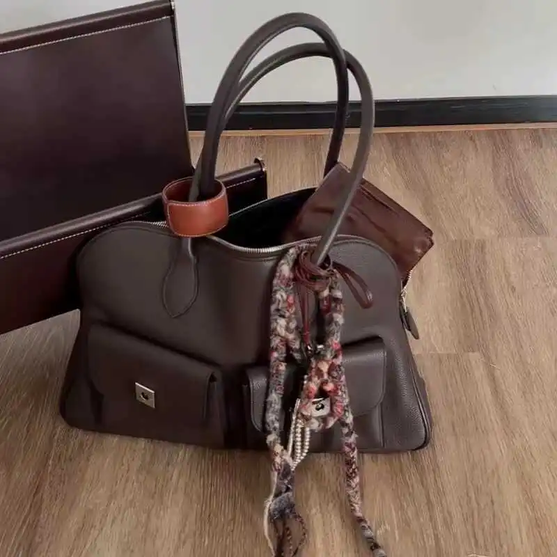 

2024 Retro Bag Large Capacity Tote Bag Classic Versatile Commuter Shoulder Top Handle Handbag Women's Bag for Storage