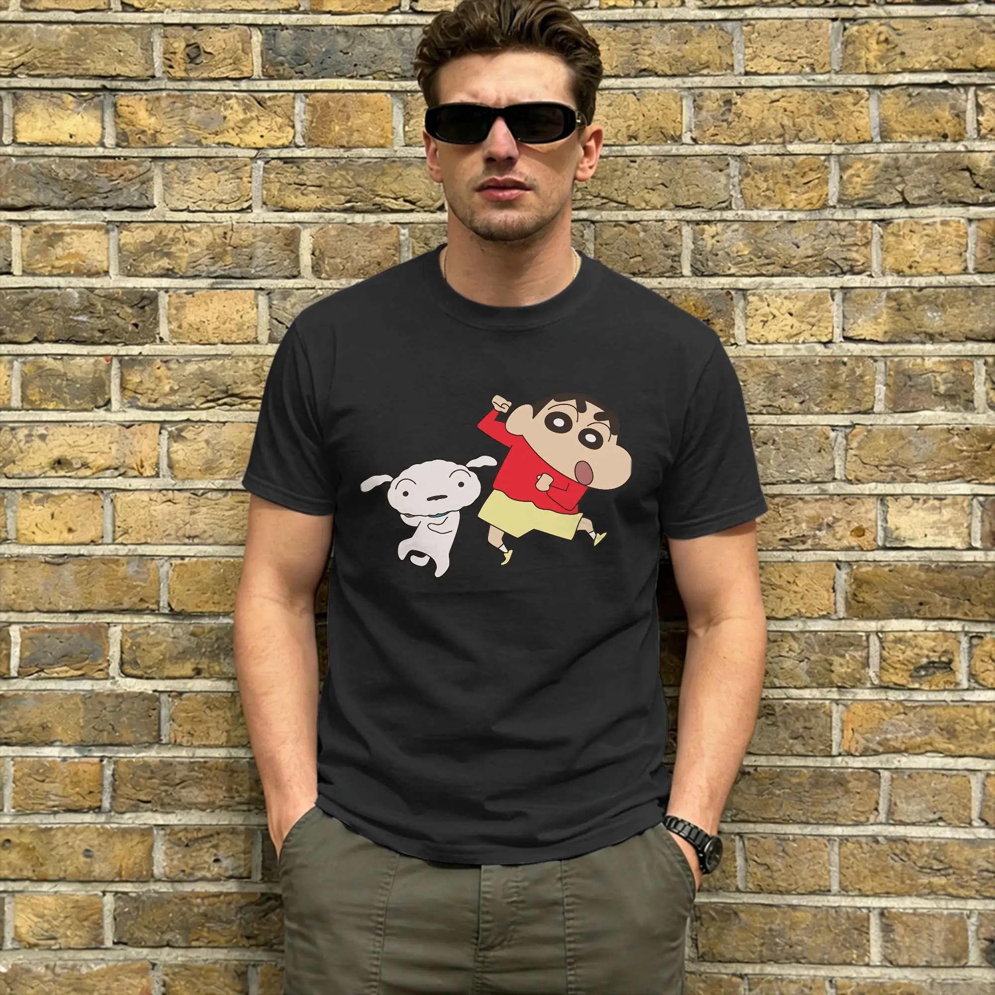 Crayon Shin-chans T Shirt Summer  Fashion T-Shirts Adult Cotton O-Neck Oversize Top Tees Short Sleeve Vintage Tops