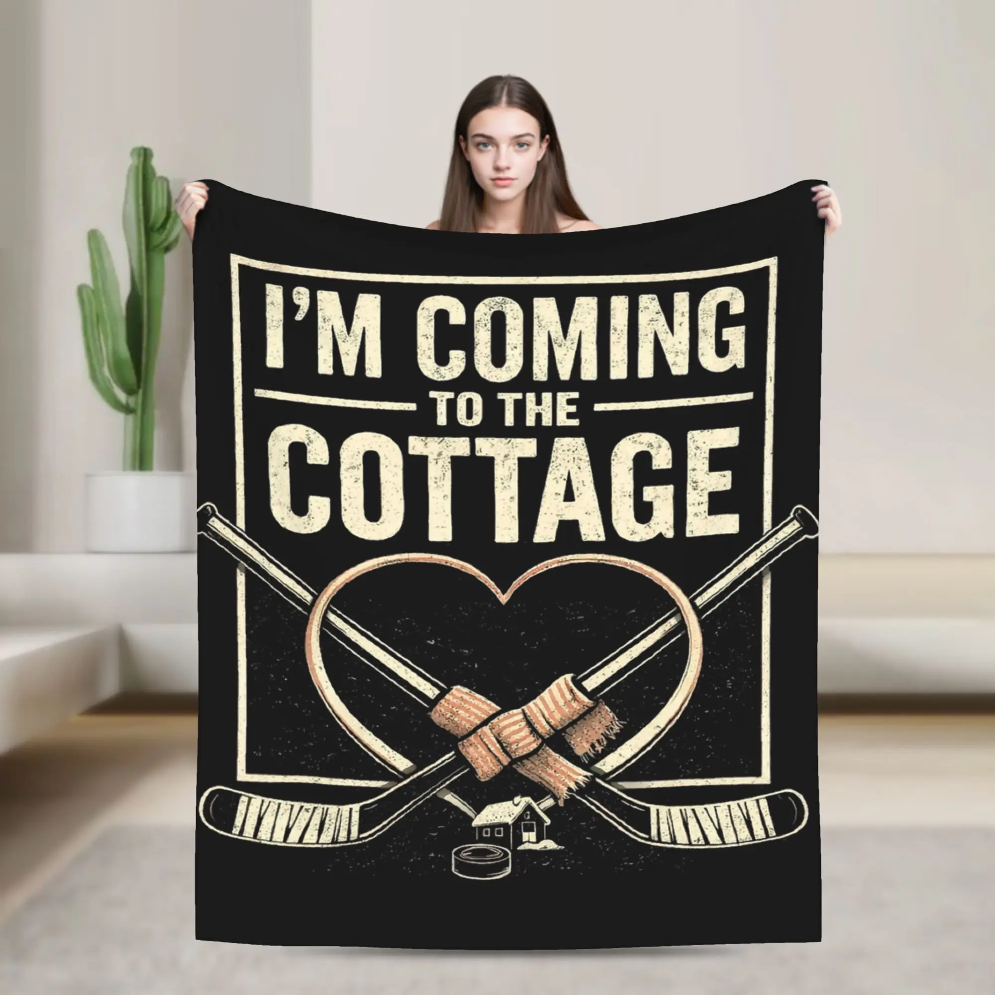 

Hockey Heated Rivalry Velvet Throw Blankets I'm Coming to The Cottage Blanket for Sofa Office Lightweight Plush Thin Quilt,