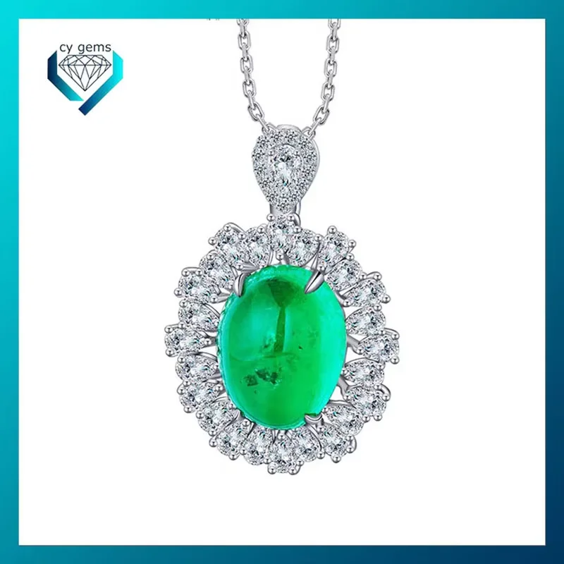 

Luxury Style 18K 14K Gold 3CT Lab Grown Emerald Pendant Necklace