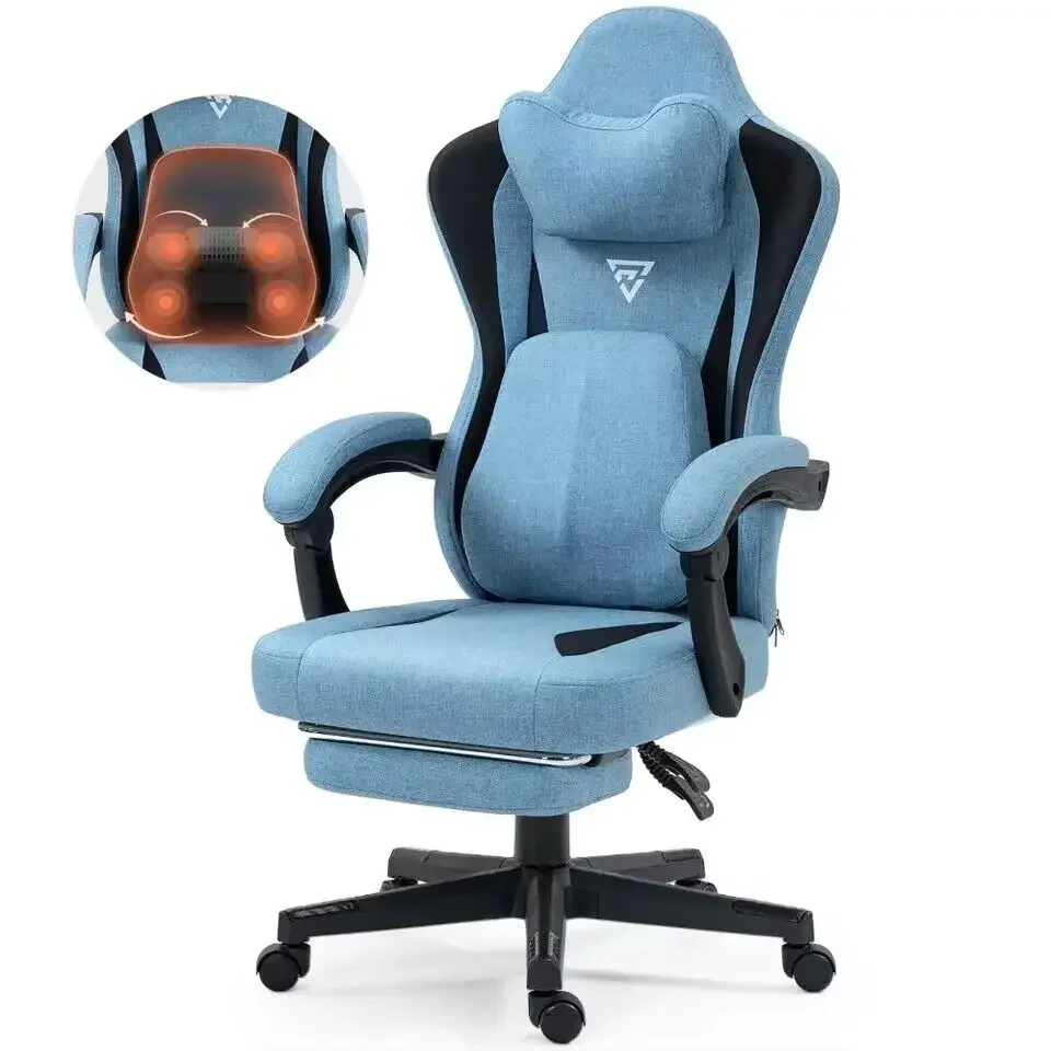 2024 New Gaming Chair with Heated Massage Lumbar Support, Recliner High Back PC Chair