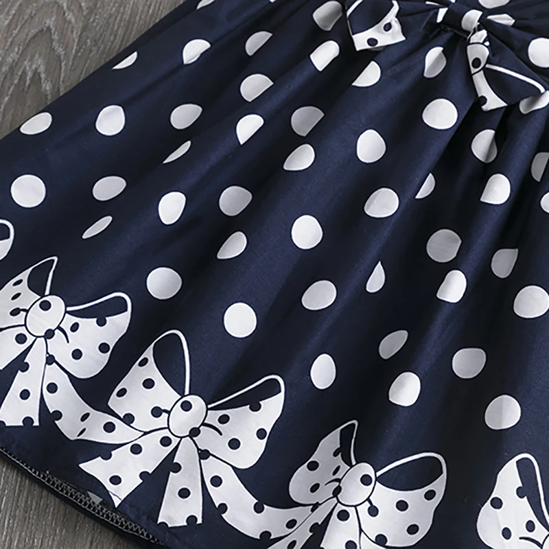 Summer Girls Short Sleeve Dress For Kids Polka Dot Dress Wedding Birthday Party Vestidos 3 6 7 9 12Year Children Casual Clothing