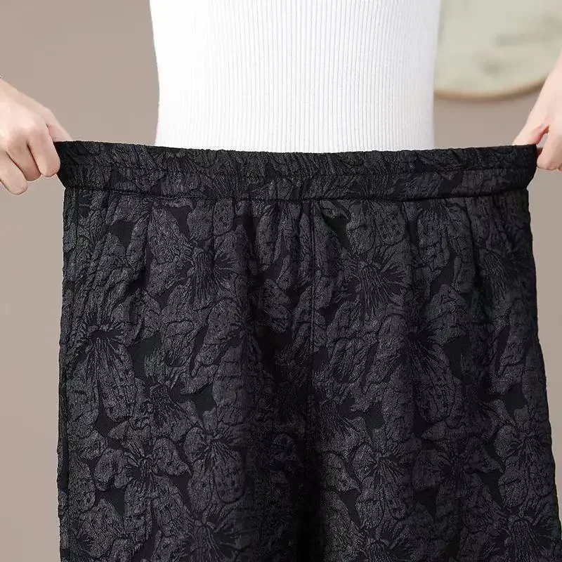 

Китайские жаккардовые ретро новые повседневные свободные брюки женские широкие брюки в китайском стиле модные