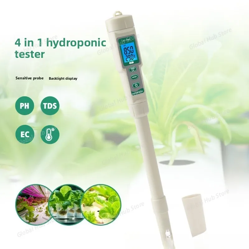 

Digital PH Meter EC TDS Temp Hydroponic Nutrients Growing Monitor Waterproof Drinking Water PH Tester for Planting Food Brewing