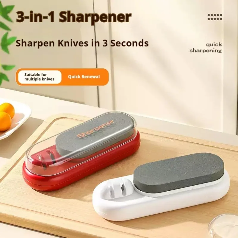 3-in-1 Professional Sharpening Stone, Quick Sharpener for Kitchen Knives & Scissors, Blade Opening Tool, Kitchen Gadget