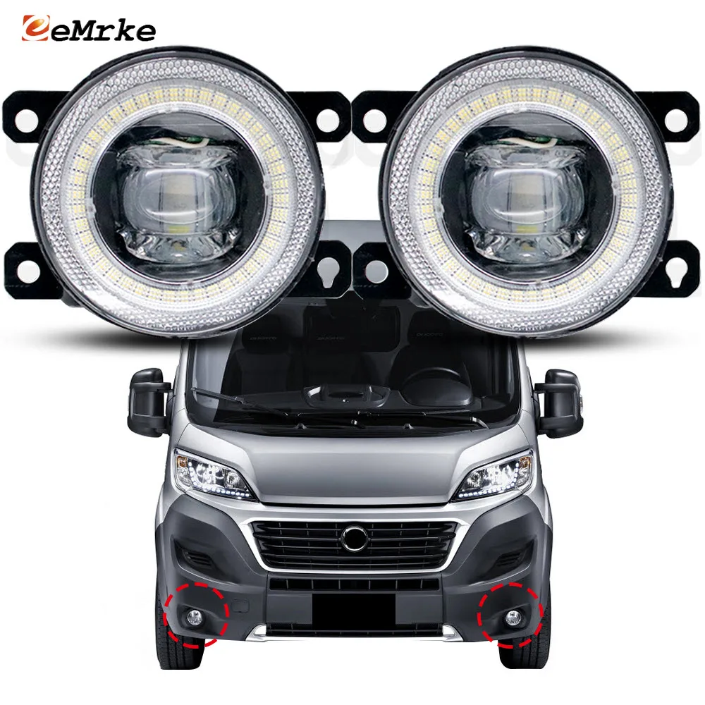 External LED Fog Lights For Citroen Jumper / Relay / Fiat Ducato / Peugeot Boxer 2014-2025 DRL Angel Eyes Aperture Accessories