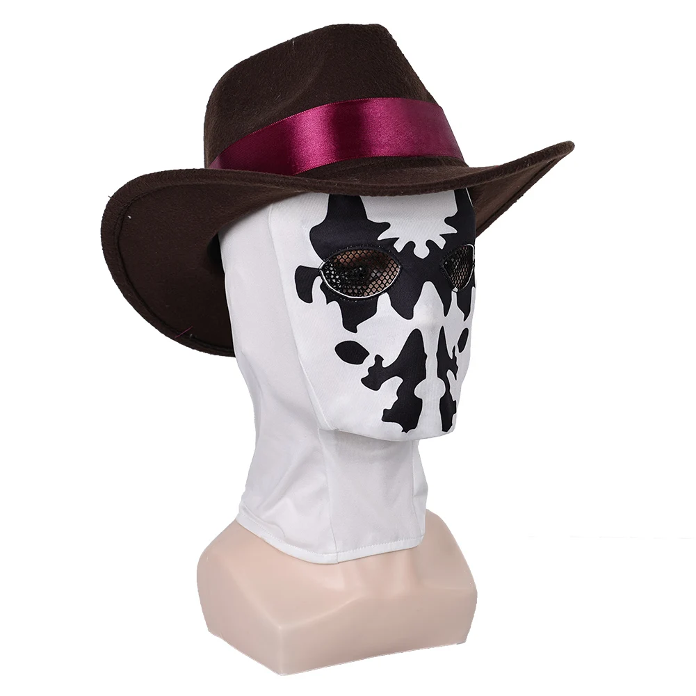 Disguise Rorschach Cosplay Hat Mask Set Game OW Costume Accessories Adult Men Roleplay Cap Veil Halloween Carnival Suit Props