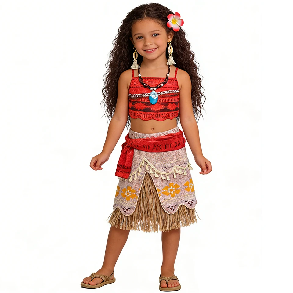 Boho Style Adventure Princess Moana Children's Costume Halloween Cosplay Birthday Party Themed Event Girls Outfits Child Clothes