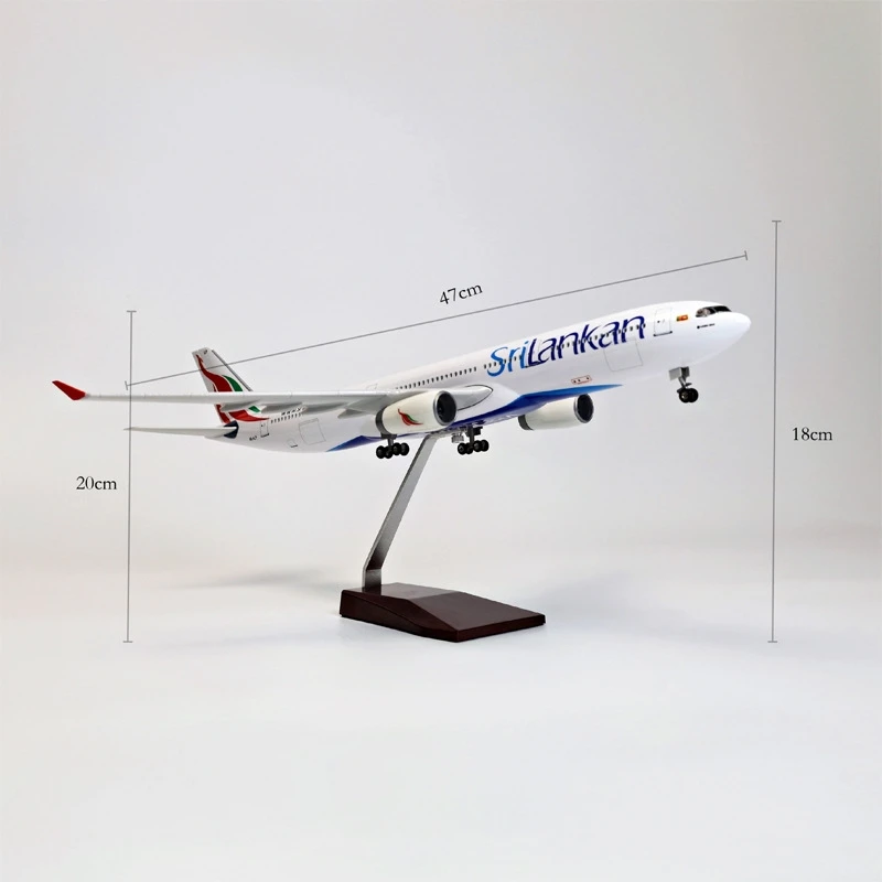 47cm Sri Lanka A330 Die-cast Resin Airplane Model Kit with Stand LED light Collectible Aircraft Toy for Aviation Enthusiast Gift view 6