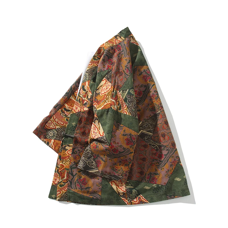 Ethnische Stil Druck Yukata Set Männer Mode Baumwolle Leinen Strickjacke Bluse Shorts Asiatische Kleidung Harajuku Japanische Cosplay Kimono