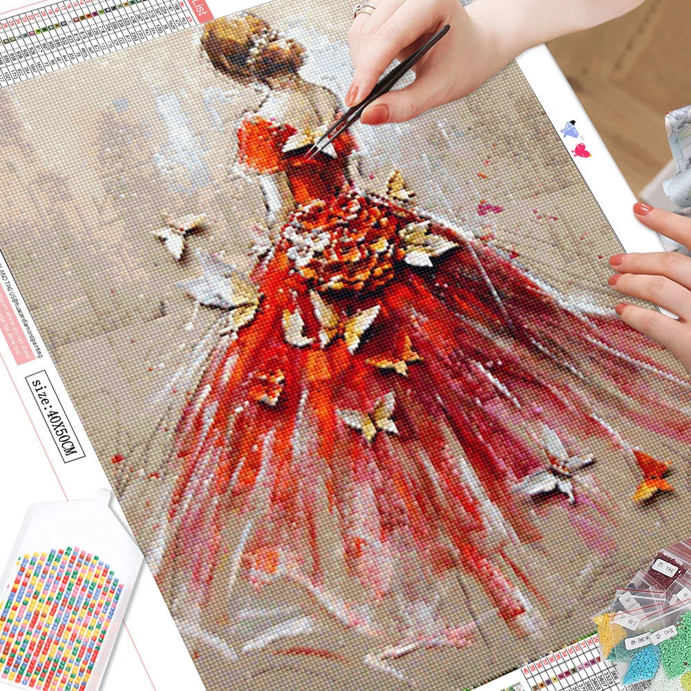 HUACAN Full Square AB Diamond Painting Ballet Woman ricamo mosaico punto croce ritratto decorazione soggiorno